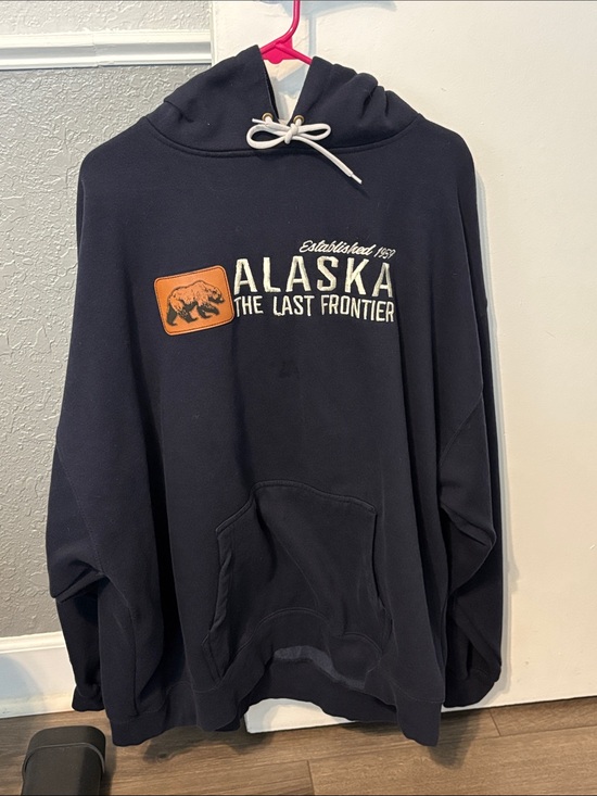 Prairie Mountain Other - Alaska The Last Frontier Navy Hoodie - Classic Graphic Pullover - Unisex